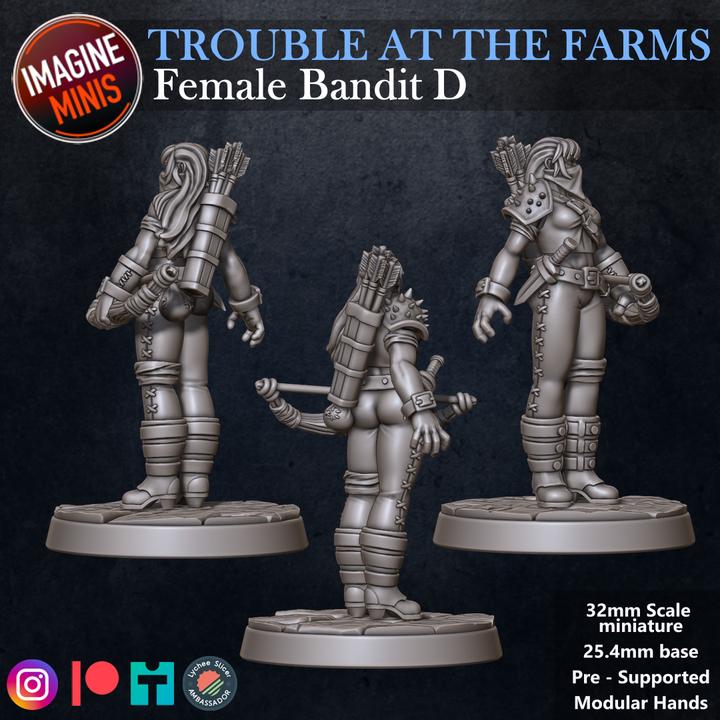 Masked Female Bandit, Pose D - Trouble At Farms Set - 32mm Scale - Unpainted Miniature for DnD, Pathfinder, Tabletop RPGs - Imagine Minis