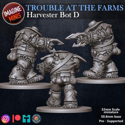 Harvester Bots, 4 Poses - Trouble at Farms Set - 32mm - Unpainted Miniature for DnD, Pathfinder, Tabletop RPGs - Imagine Minis