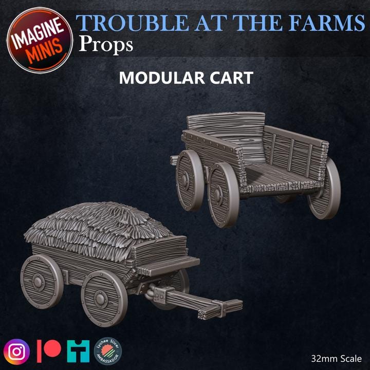 Farm Props - Trouble at Farms Set - 32mm Scale - Unpainted Miniature for DnD, Pathfinder, Tabletop RPGs - Imagine Minis