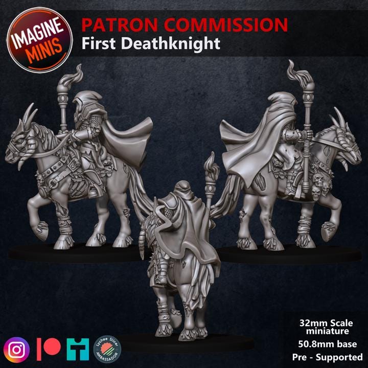 First Death Knight - 32mm Scale - Unpainted Miniature for DnD, Pathfinder, Tabletop RPGs - Imagine Minis