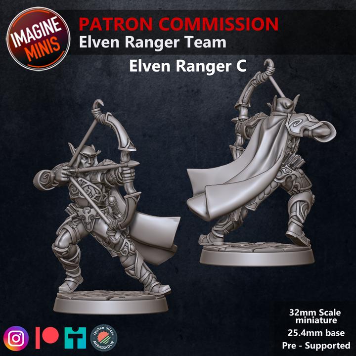 Elven Ranger Team - 32mm Scale - Unpainted Miniature for DnD, Pathfinder, Tabletop RPGs - Imagine Minis