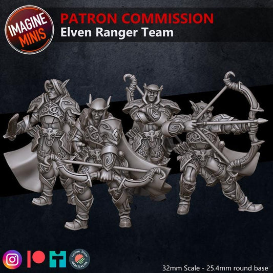 Elven Ranger Team - 32mm Scale - Unpainted Miniature for DnD, Pathfinder, Tabletop RPGs - Imagine Minis