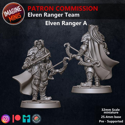 Elven Ranger Team - 32mm Scale - Unpainted Miniature for DnD, Pathfinder, Tabletop RPGs - Imagine Minis