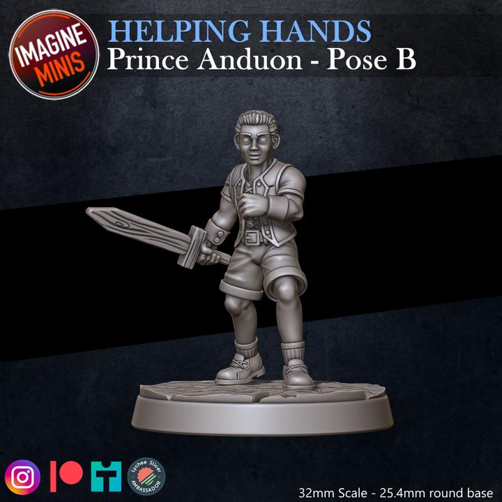 Young Prince, 3 Poses - Helping Hands Set - 32mm Scale - Unpainted Miniature for DnD, Pathfinder, Tabletop RPGs - Imagine Minis