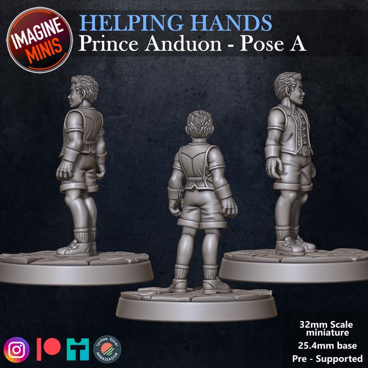 Young Prince, 3 Poses - Helping Hands Set - 32mm Scale - Unpainted Miniature for DnD, Pathfinder, Tabletop RPGs - Imagine Minis