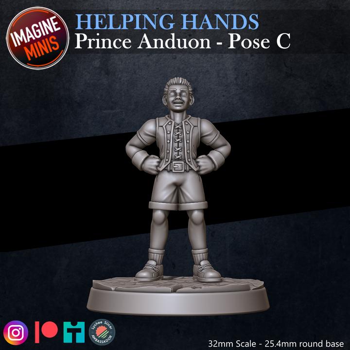Young Prince, 3 Poses - Helping Hands Set - 32mm Scale - Unpainted Miniature for DnD, Pathfinder, Tabletop RPGs - Imagine Minis
