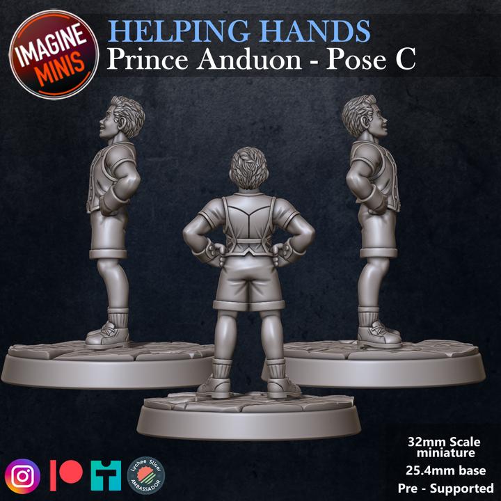 Young Prince, 3 Poses - Helping Hands Set - 32mm Scale - Unpainted Miniature for DnD, Pathfinder, Tabletop RPGs - Imagine Minis