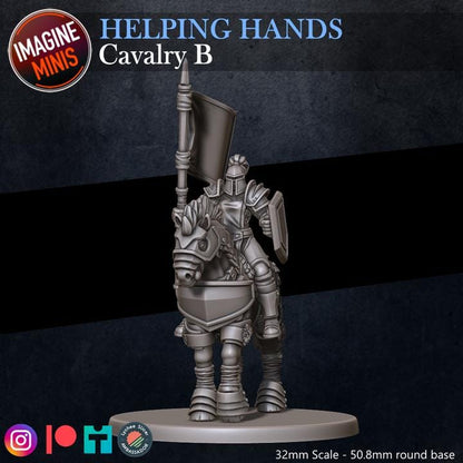 Cavalry, Pose B - Helping Hands Set - 32mm Scale - Unpainted Miniature for DnD, Pathfinder, Tabletop RPGs - Imagine Minis