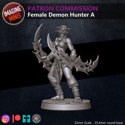 Female Demon Hunters - 32mm Scale - Unpainted Miniature for DnD, Pathfinder, Tabletop RPGs - Imagine Minis