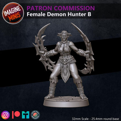 Female Demon Hunters - 32mm Scale - Unpainted Miniature for DnD, Pathfinder, Tabletop RPGs - Imagine Minis