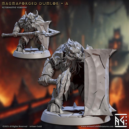 Dumlok Pose A, Magmaforged Dwarves - 32mm Scale - Unpainted Miniature for DnD, Pathfinder, Tabletop RPGs - Artisan Guild