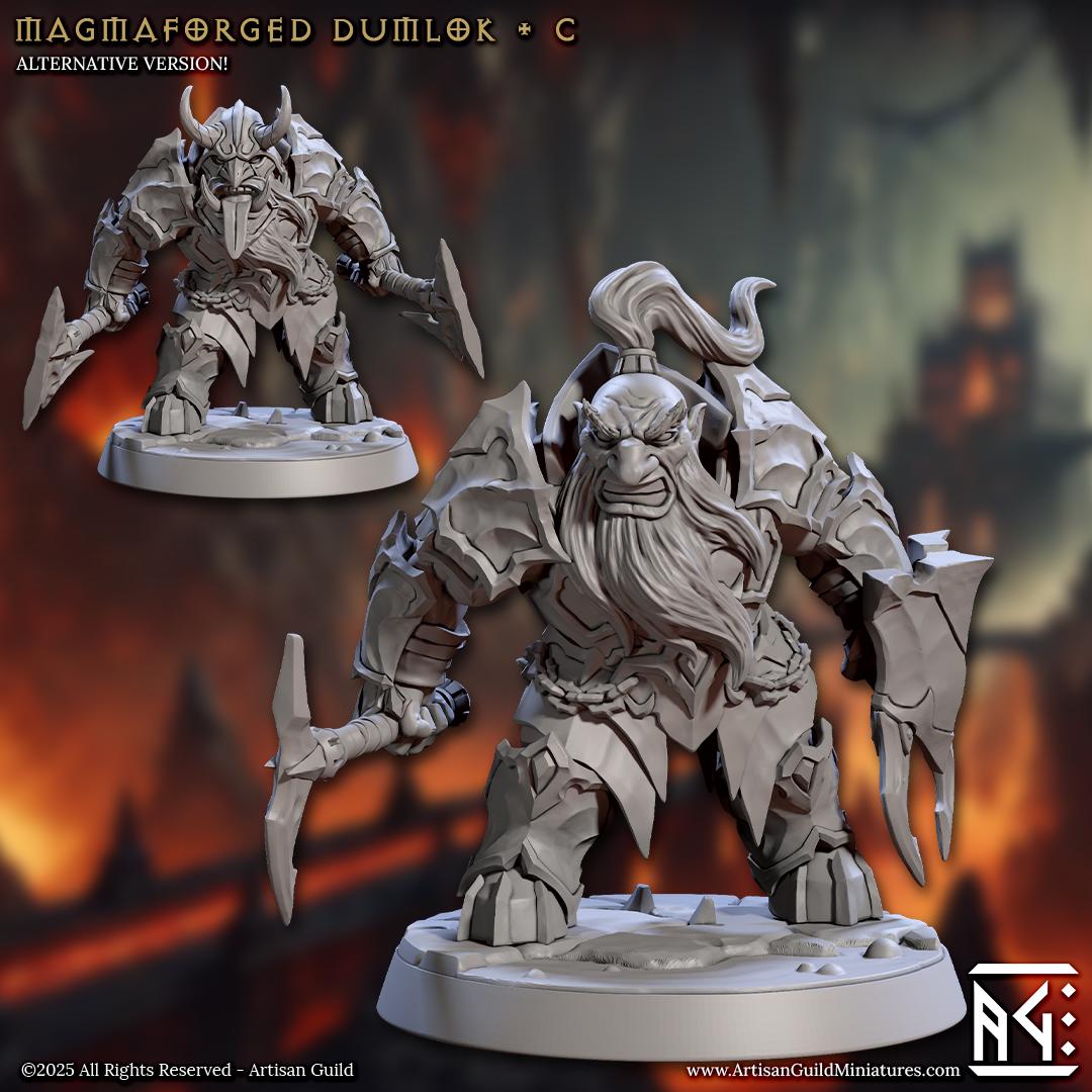 Dumlok Pose C, Magmaforged Dwarves - 32mm Scale - Unpainted Miniature for DnD, Pathfinder, Tabletop RPGs - Artisan Guild