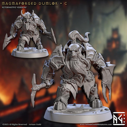Dumlok Pose C, Magmaforged Dwarves - 32mm Scale - Unpainted Miniature for DnD, Pathfinder, Tabletop RPGs - Artisan Guild