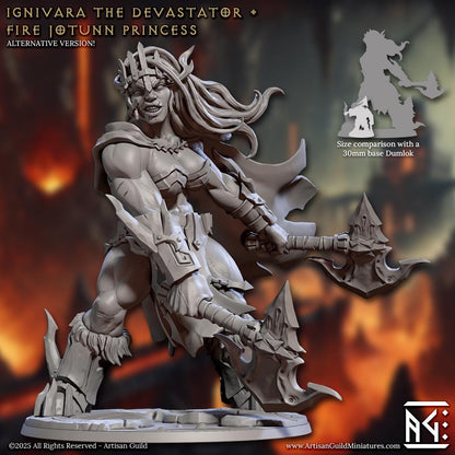 Ignivara - Female Fire Giant - Magmaforged Dwarves - 32mm Scale - Unpainted Miniature for DnD, Pathfinder, Tabletop RPGs - Artisan Guild