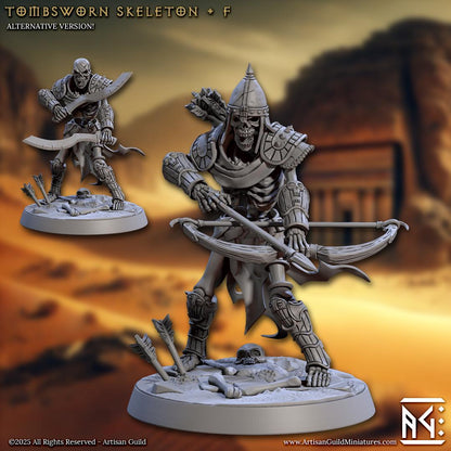 Skeletal Archer, Pose F, Tombsworn Skeletons Denmora - 32mm Scale - Unpainted Miniature for DnD, Pathfinder, Tabletop RPGs - Artisan Guild