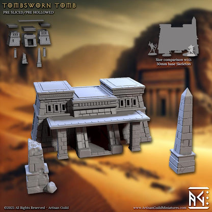 Desert Tomb, Tombsworn Skeletons of Denmora - 32mm Scale - Unpainted Miniature for DnD, Pathfinder, Tabletop RPGs - Artisan Guild