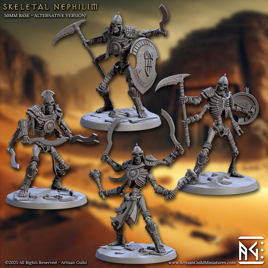 Skeletal Nephilim, Tombsworn Skeletons Denmora - 32mm Scale - Unpainted Miniature for DnD, Pathfinder, Tabletop RPGs - Artisan Guild