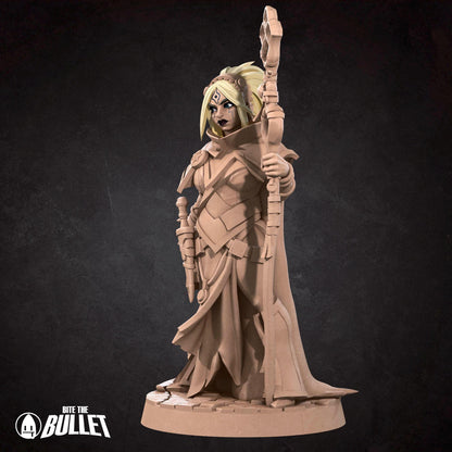 Saray, the Human Sorceress, Pinup - 32mm, 35mm Scale - Unpainted Miniature for DnD, Pathfinder, Tabletop RPGs - Bite the Bullet