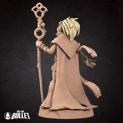 Saray, the Human Sorceress, Pinup - 32mm, 35mm Scale - Unpainted Miniature for DnD, Pathfinder, Tabletop RPGs - Bite the Bullet