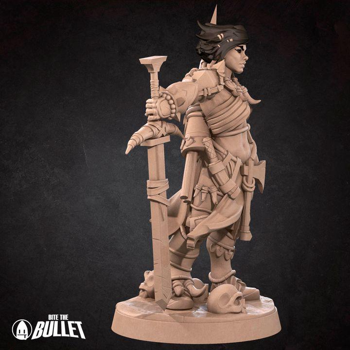 Human Barbarian - 32mm, 35mm Scale - Unpainted Miniature for DnD, Pathfinder, Tabletop RPGs - Bite the Bullet