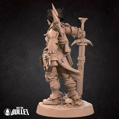Human Barbarian - 32mm, 35mm Scale - Unpainted Miniature for DnD, Pathfinder, Tabletop RPGs - Bite the Bullet