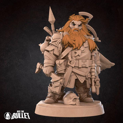 Dwarf Ranger- 32mm, 35mm Scale - Unpainted Miniature for DnD, Pathfinder, Tabletop RPGs - Bite the Bullet