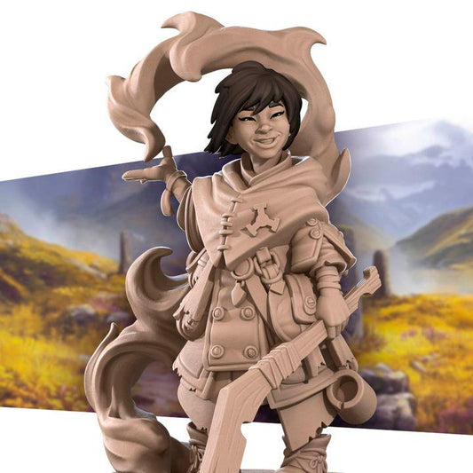 Human Kineticist, Human Wizard - 32mm, 35mm Scale - Unpainted Miniature for DnD, Pathfinder, Tabletop RPGs - Bite the Bullet