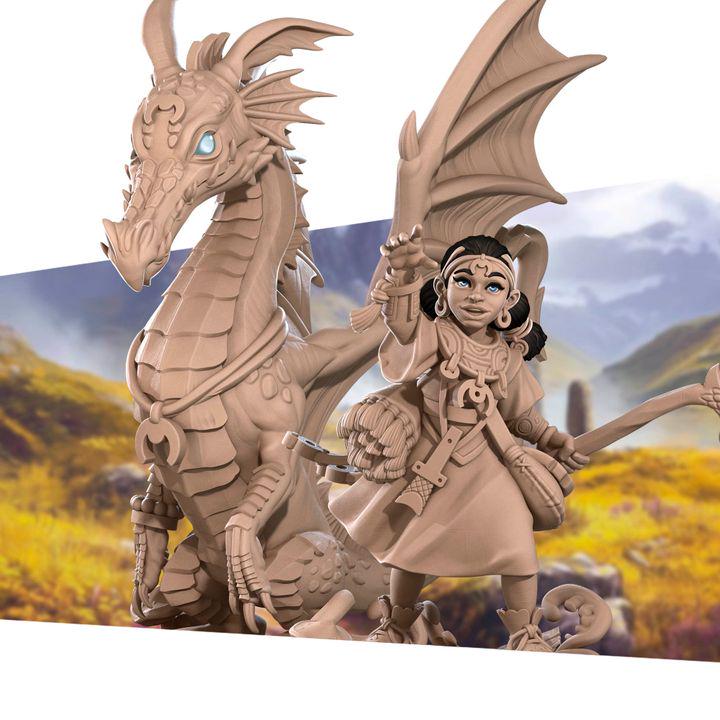 Human Summoner with Dragon - 32mm, 35mm Scale - Unpainted Miniature for DnD, Pathfinder, Tabletop RPGs - Bite the Bullet