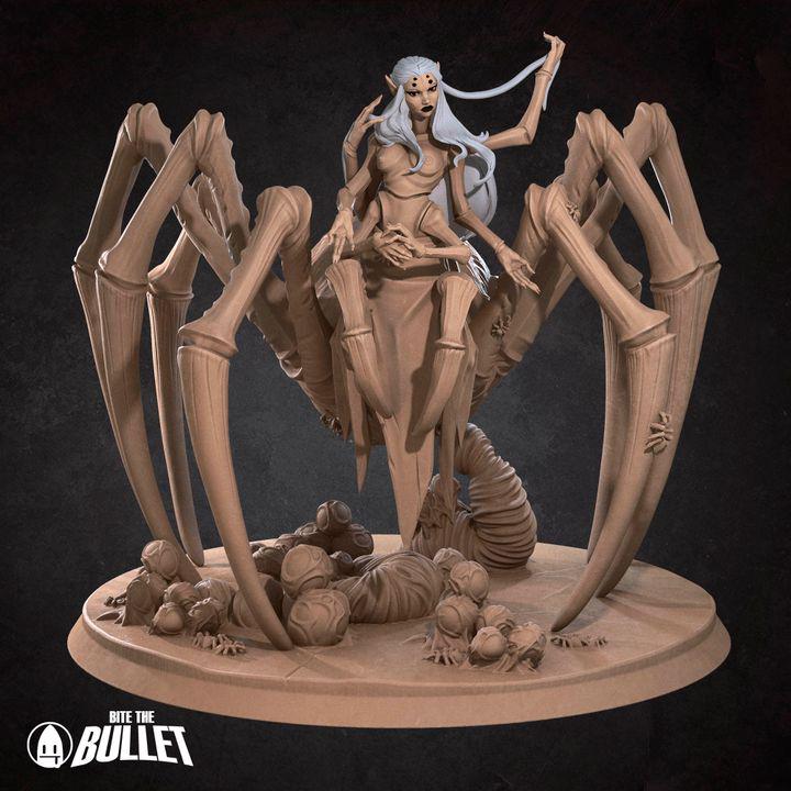 Queen of Spiders, Female Drider - 32mm, 35mm Scale - Unpainted Miniature for DnD, Pathfinder, Tabletop RPGs - Bite the Bullet