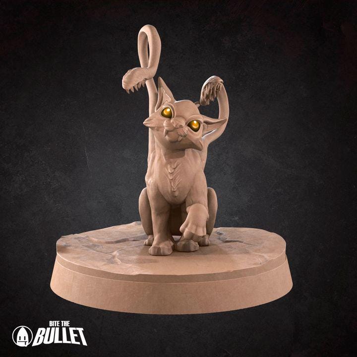 Displacer Kittens - 32mm, 35mm Scale - Unpainted Miniature for DnD, Pathfinder, Tabletop RPGs - Bite the Bullet