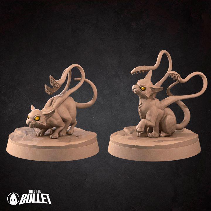 Displacer Kittens - 32mm, 35mm Scale - Unpainted Miniature for DnD, Pathfinder, Tabletop RPGs - Bite the Bullet