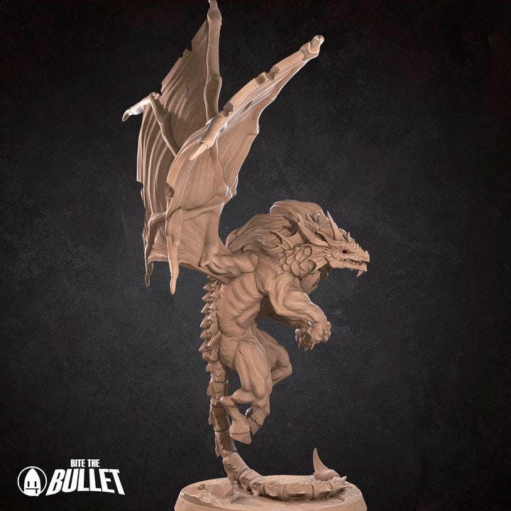 Chimera - 32mm, 35mm Scale - Unpainted Miniature for DnD, Pathfinder, Tabletop RPGs - Bite the Bullet