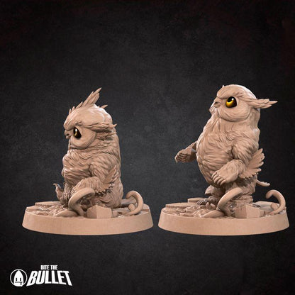 Owlbear Cubs - 32mm, 35mm Scale - Unpainted Miniature for DnD, Pathfinder, Tabletop RPGs - Bite the Bullet