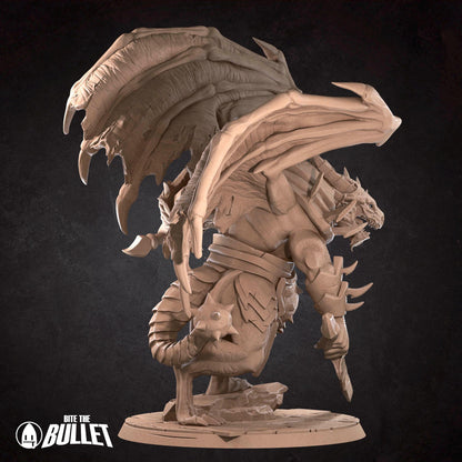 Draconian Dreadnaught - 32mm, 35mm Scale - Unpainted Miniature for DnD, Pathfinder, Tabletop RPGs - Bite the Bullet