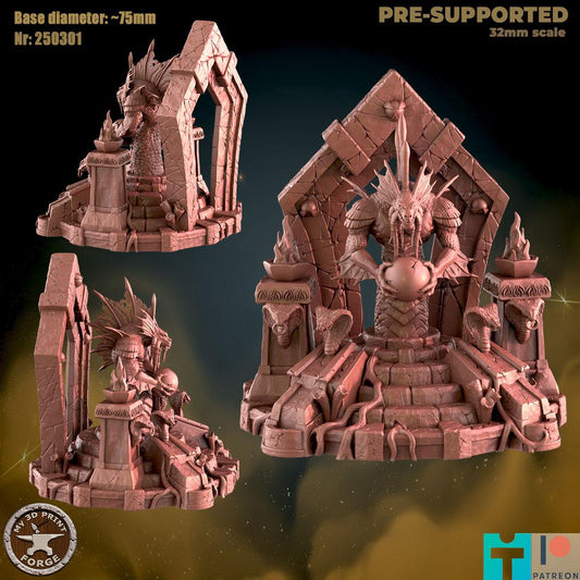 Naga Altar - 32mm Scale - Unpainted Miniature for DnD, Pathfinder, Tabletop RPGs - My3dPrintForge