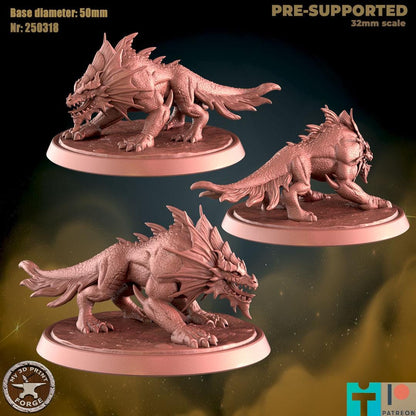 Snapdragons, Three Poses - 32mm Scale, Large Creature - Unpainted Miniature for DnD, Pathfinder, Tabletop RPGs - My3dPrintForge