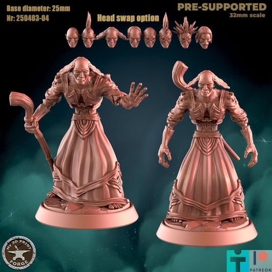 Undead Warlock, Standing, Casting - 32mm Scale - Unpainted Miniature for DnD, Pathfinder, Tabletop RPGs - My3dPrintForge