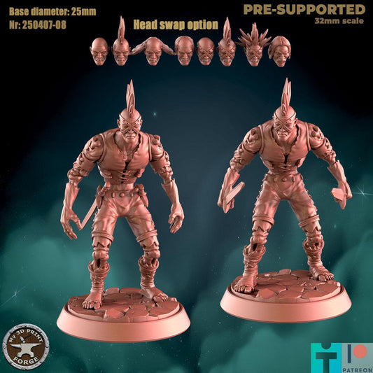 Undead Rogue, Standing, Attacking - 32mm Scale - Unpainted Miniature for DnD, Pathfinder, Tabletop RPGs - My3dPrintForge