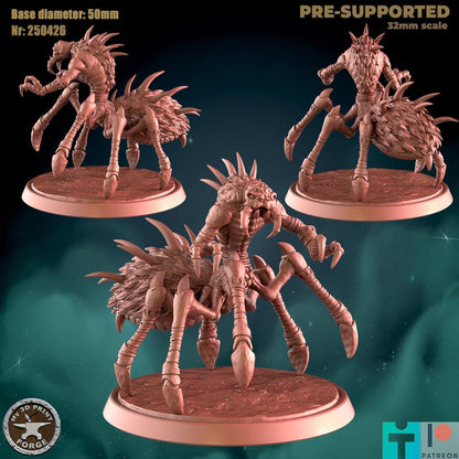 Crypt Spider, Two Poses - 32mm Scale - Unpainted Miniature for DnD, Pathfinder, Tabletop RPGs - My3dPrintForge