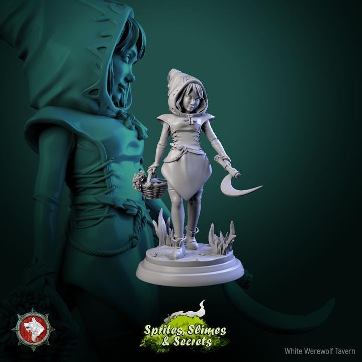 Forest Gnomes, Thimblefolk - 6 Poses - 32mm Scale - Unpainted Miniature for DnD, Pathfinder, Tabletop RPGs - White Werewolf Tavern