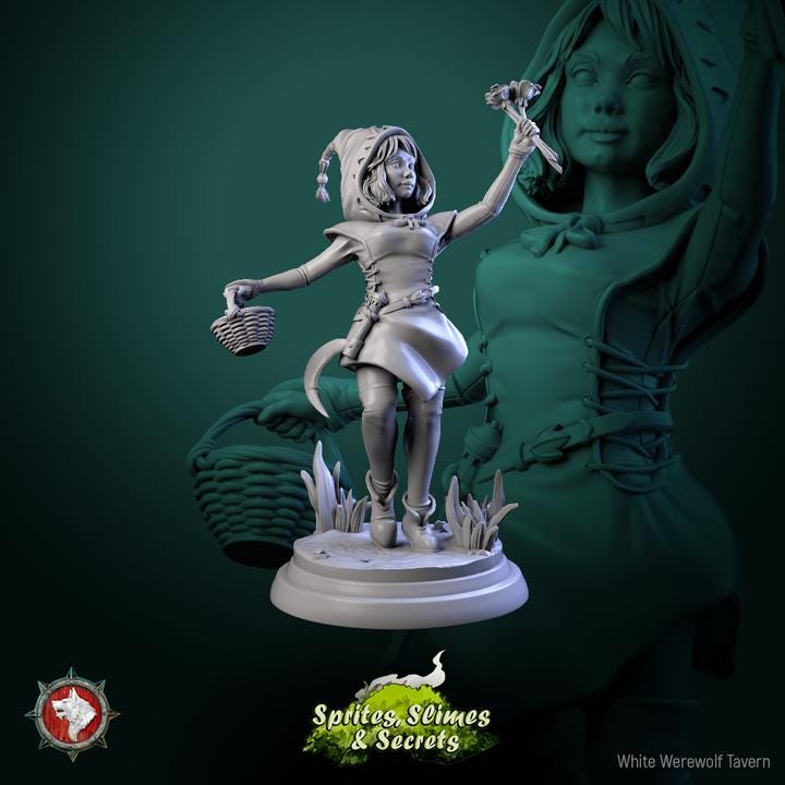 Forest Gnomes, Thimblefolk - 6 Poses - 32mm Scale - Unpainted Miniature for DnD, Pathfinder, Tabletop RPGs - White Werewolf Tavern