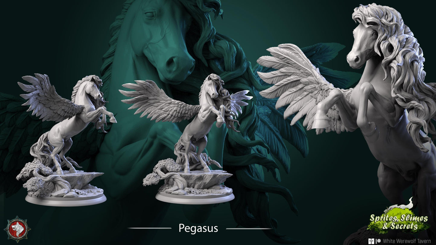 Pegasus - 32mm Scale - Unpainted Miniature for DnD, Pathfinder, Tabletop RPGs, and Dioramas - White Werewolf Tavern