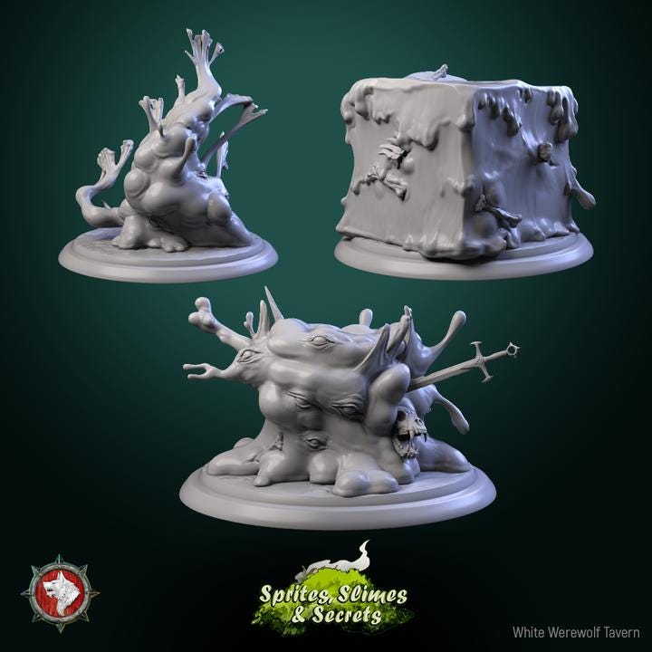 Jelly Set - 32mm Scale - Unpainted Miniature for DnD, Pathfinder, Tabletop RPGs - White Werewolf Tavern