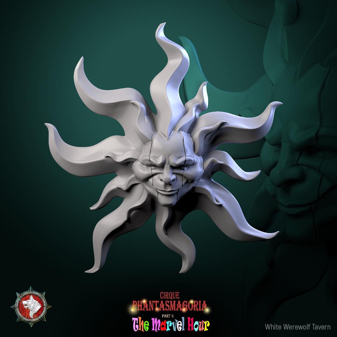 Circus Masks - 32mm Scale - Unpainted Miniature for DnD, Pathfinder, Tabletop RPGs, and Dioramas - White Werewolf Tavern