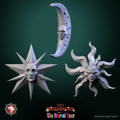 Circus Masks - 32mm Scale - Unpainted Miniature for DnD, Pathfinder, Tabletop RPGs, and Dioramas - White Werewolf Tavern