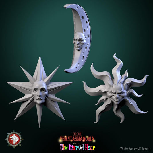Circus Masks - 32mm Scale - Unpainted Miniature for DnD, Pathfinder, Tabletop RPGs, and Dioramas - White Werewolf Tavern