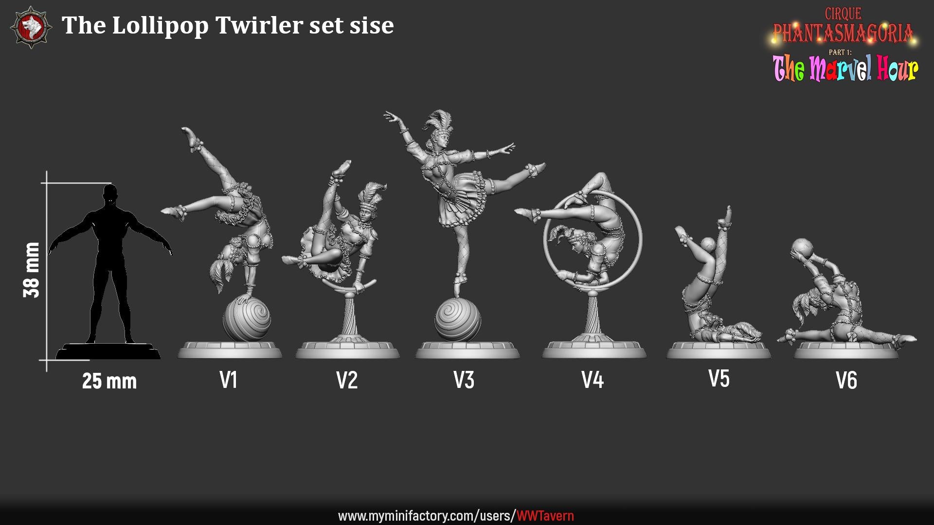 Lollipop Twirlers, Carnival Entertainers - 32mm Scale - Unpainted Miniature for DnD, Pathfinder, Tabletop RPGs - White Werewolf Tavern