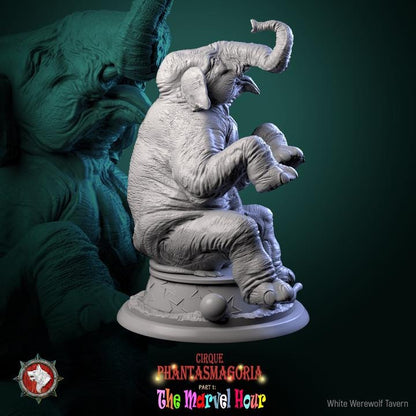 Marvelous Mammoth, Circus Elephant - 32mm Scale - Unpainted Miniature for DnD, Pathfinder, Tabletop RPGs - White Werewolf Tavern