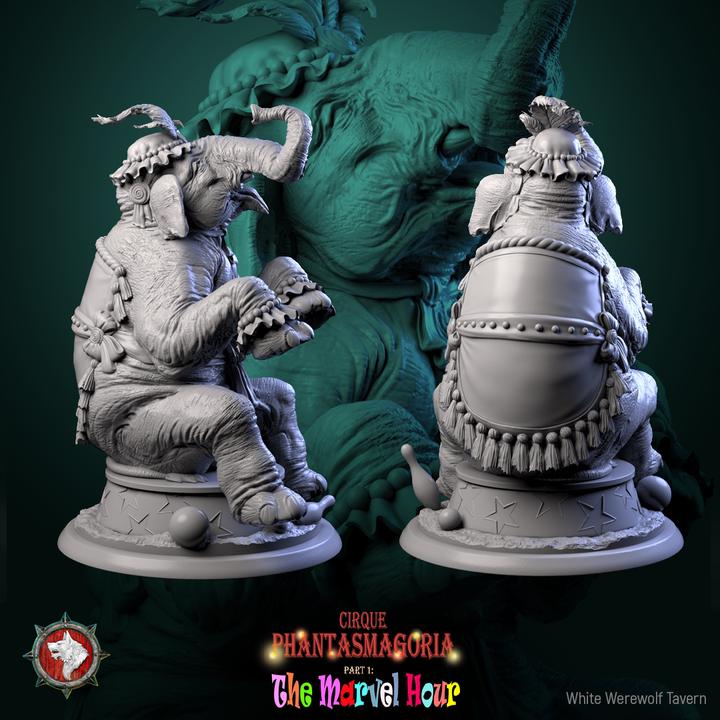 Marvelous Mammoth, Circus Elephant - 32mm Scale - Unpainted Miniature for DnD, Pathfinder, Tabletop RPGs - White Werewolf Tavern