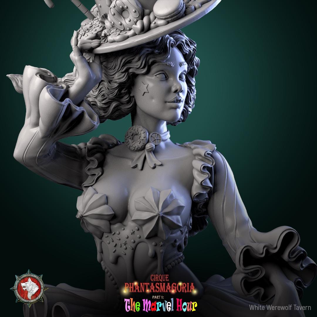 Carnival Performer, Madame Pachadora - 32mm Scale - Unpainted Miniature for DnD, Pathfinder, Tabletop RPGs - White Werewolf Tavern